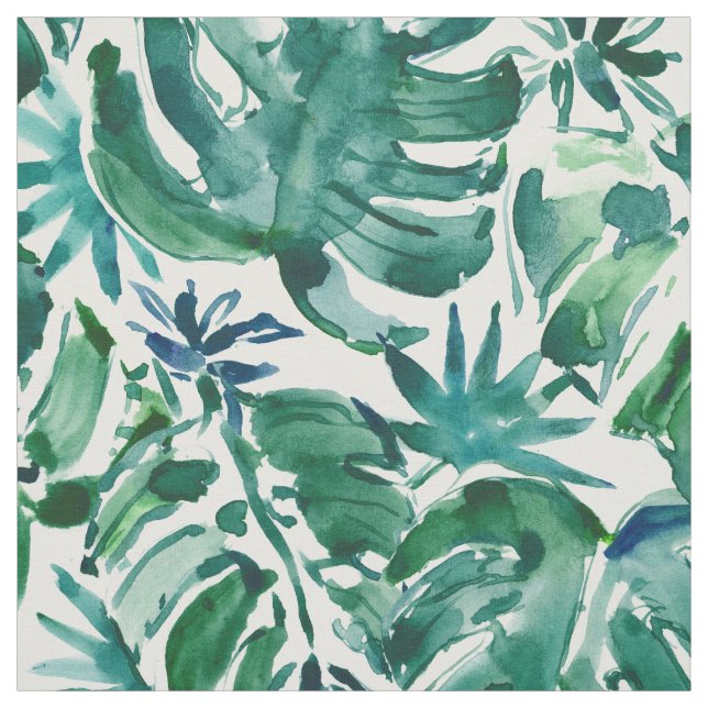 MO LEAVES LESS PROBS Green Tropical Monsteras Fabric (Swatch)