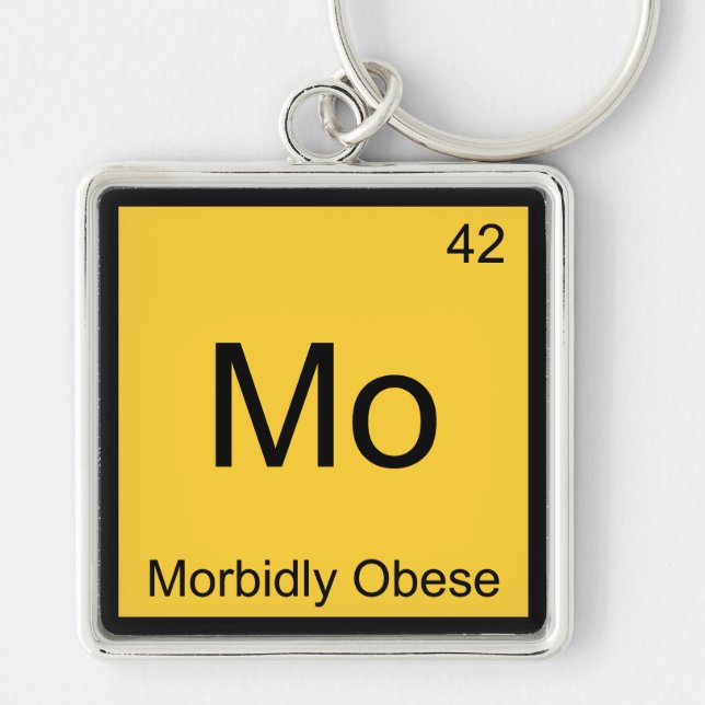 Mo - Morbidly Obese Funny Chemistry Element Tee Keychain (Front)