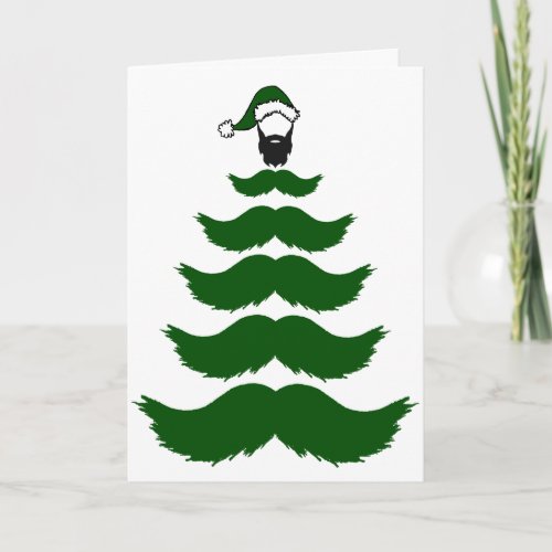 Mo Mustache Christmas Tree Beard Green Mustache Card