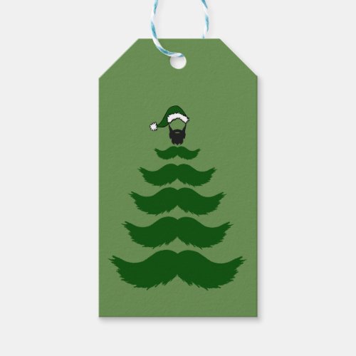 Mo Mustache Christmas Tree Beard Man Topper Green Gift Tags