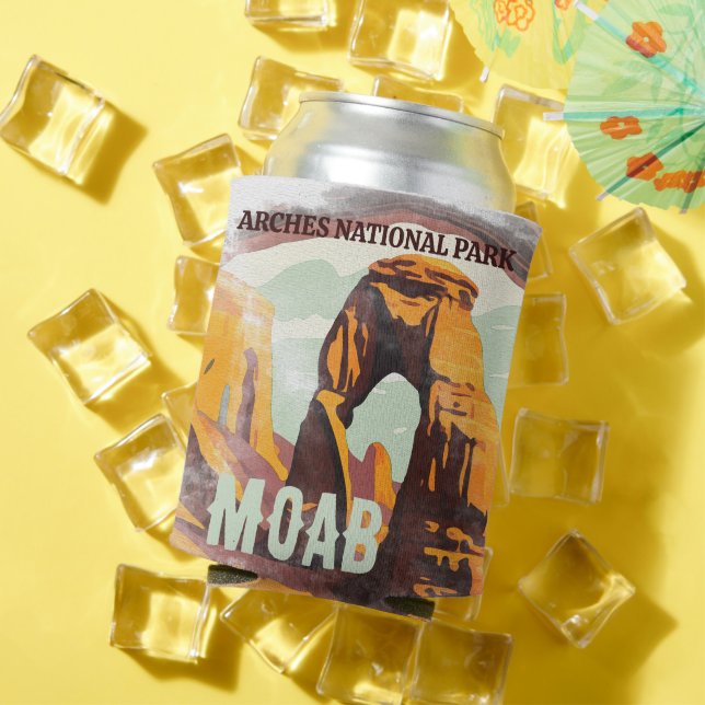 Moab Arches National Park Utah Delicate Arch Retro Can Cooler (In Situ Summer)