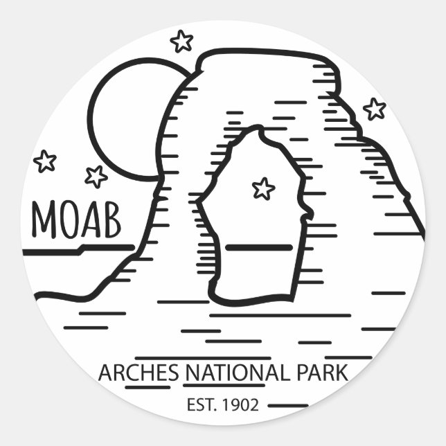 Moab Arches National Park Utah Delicate Arch Retro Classic Round Sticker (Front)