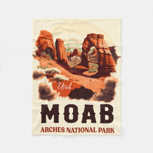 Moab Arches National Park Utah Delicate Arch Retro Fleece Blanket