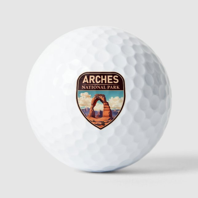 Moab Arches National Park Utah Delicate Arch Retro Golf Balls (Front)