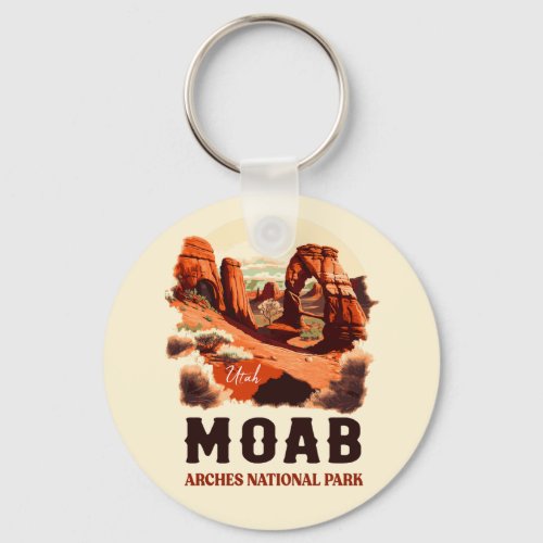 Moab Arches National Park Utah Delicate Arch Retro Keychain