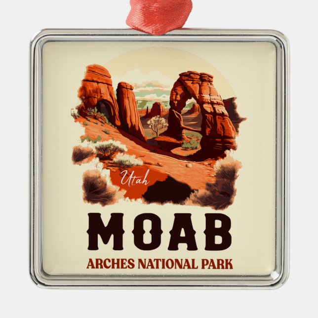 Moab Arches National Park Utah Delicate Arch Retro Metal Ornament (Front)