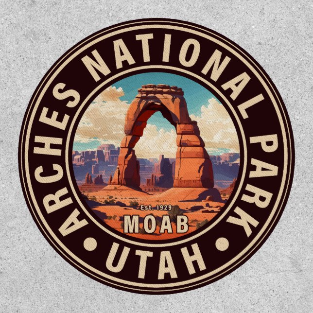Moab Arches National Park Utah Delicate Arch Retro Patch (Front)