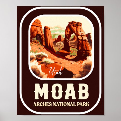 Moab Arches National Park Utah Delicate Arch Retro Poster