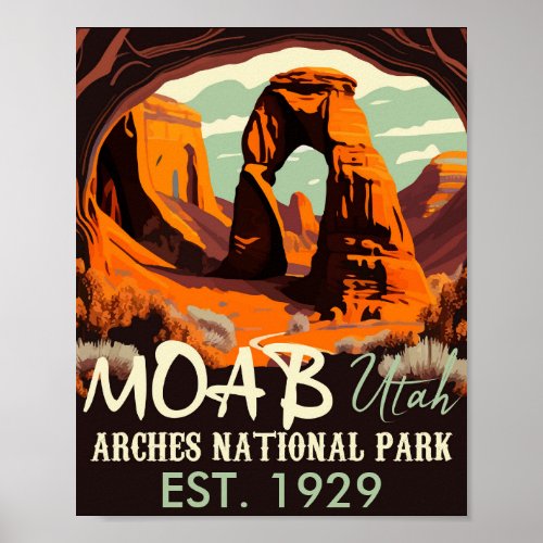 Moab Arches National Park Utah Delicate Arch Retro Poster
