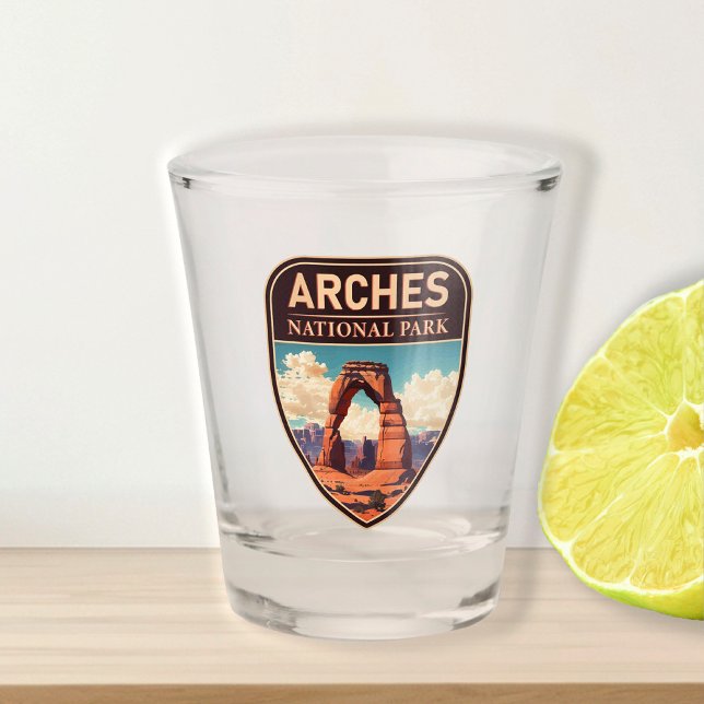Moab Arches National Park Utah Delicate Arch Retro Shot Glass (Creator Uploaded)