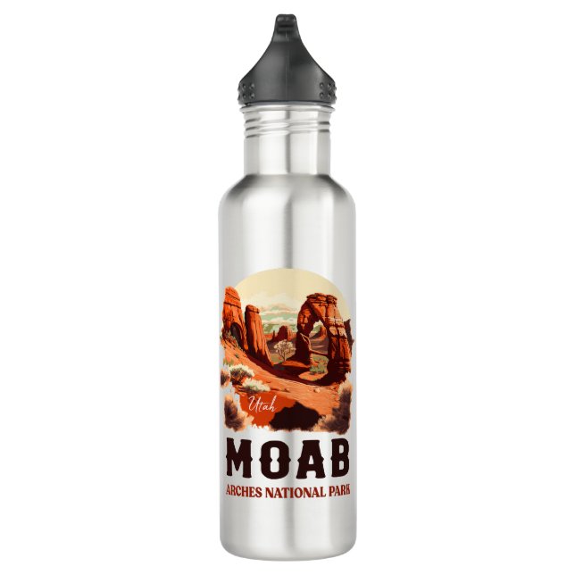 Moab Arches National Park Utah Delicate Arch Retro Stainless Steel Water Bottle (Right)