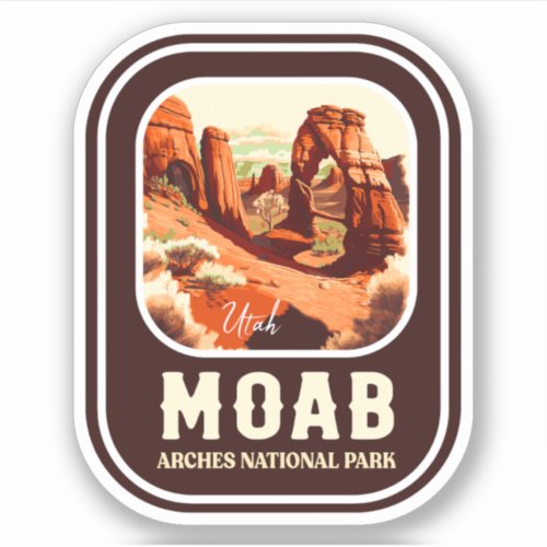 Moab Arches National Park Utah Delicate Arch Retro Sticker