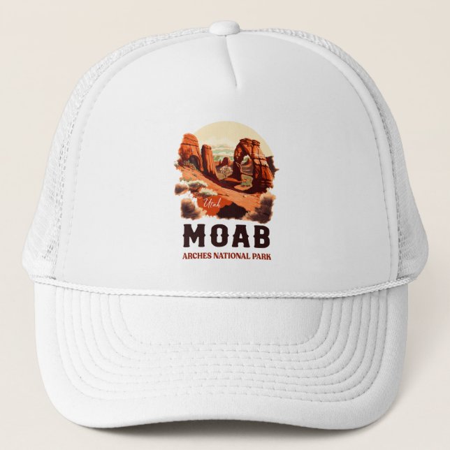 Moab Arches National Park Utah Delicate Arch Retro Trucker Hat (Front)