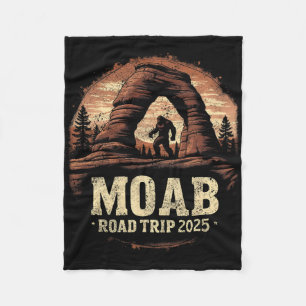 Moab Bigfoot Trip Vintage Utah Road Trip Hiking Sa Fleece Blanket
