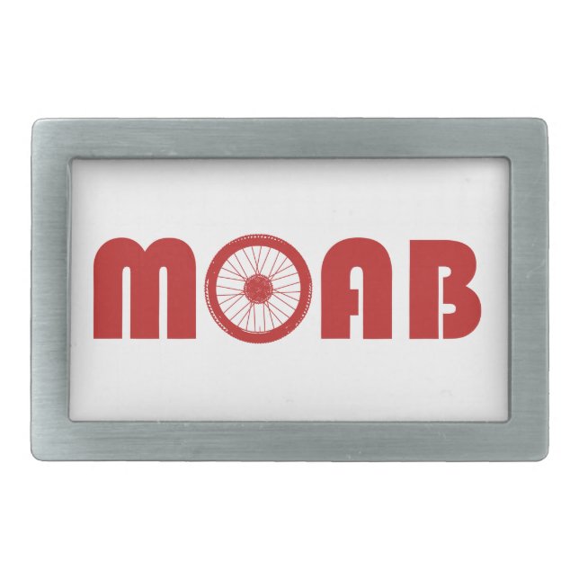 Moab (Bike Wheel) Rectangular Belt Buckle (Front)