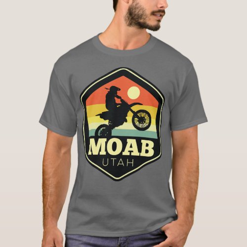 Moab Dirt Bike Hexagon Vintage Sunset T_Shirt