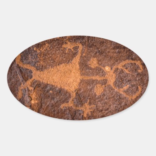 Moab Man Petroglyph Portrait _ Utah Oval Sticker