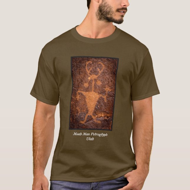 Moab Man Petroglyph Portrait - Utah T-Shirt (Front)