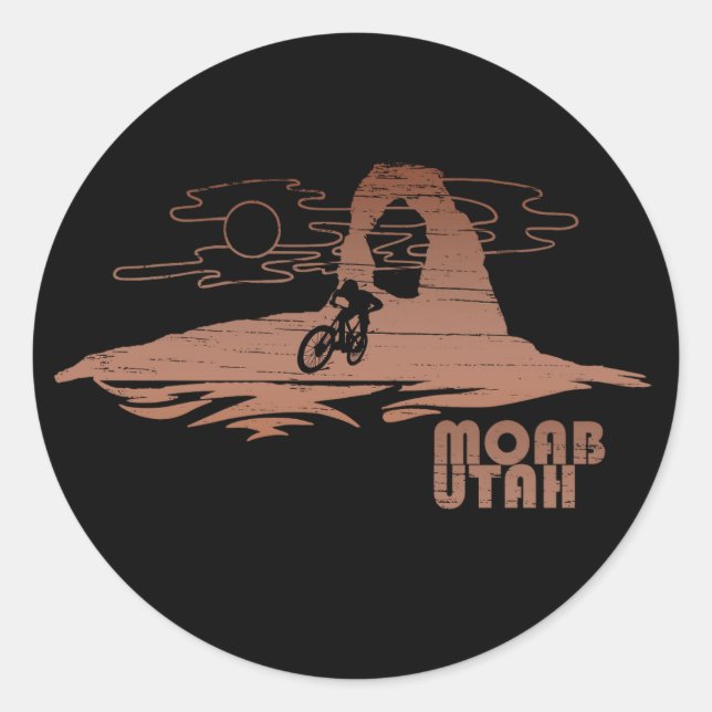 Moab mtb mountain biking classic round sticker (Front)