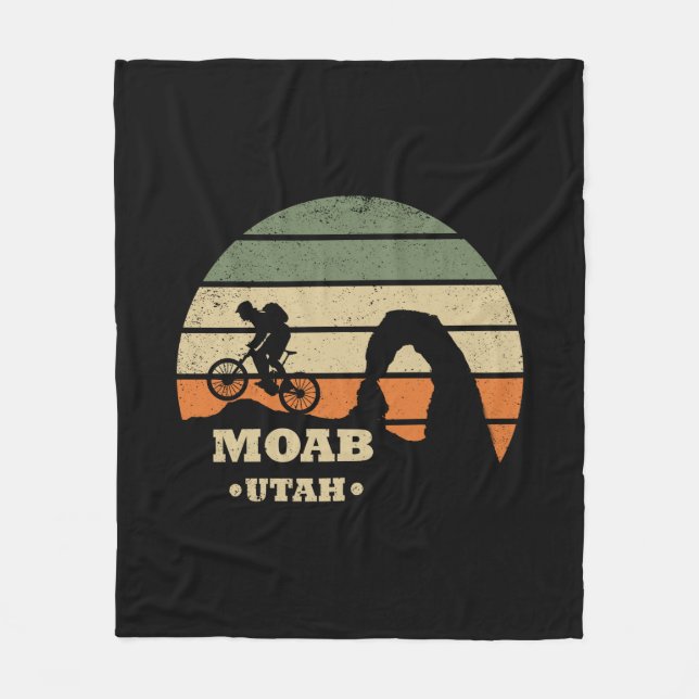 Moab mtb mountain biking fleece blanket (Front)