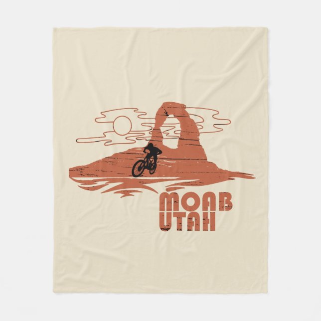 Moab mtb mountain biking fleece blanket (Front)