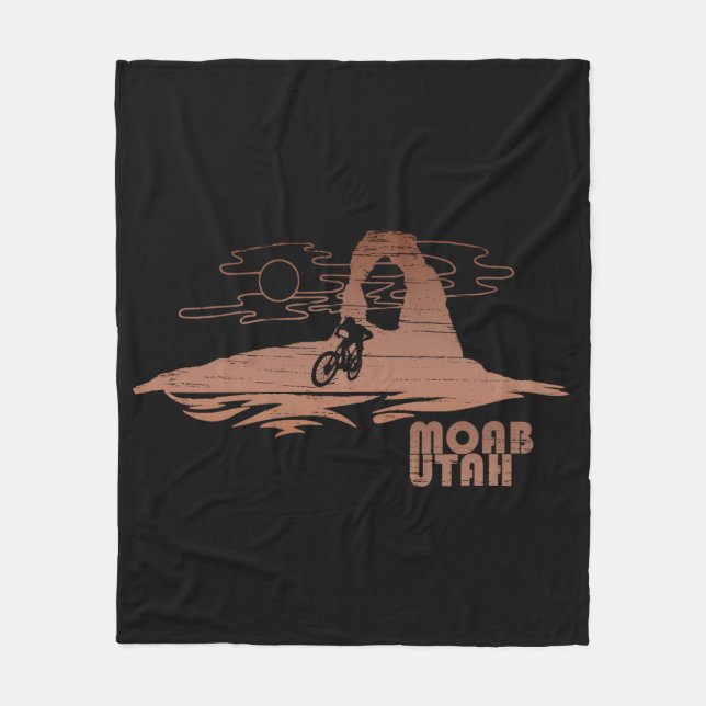 Moab mtb mountain biking fleece blanket (Front)
