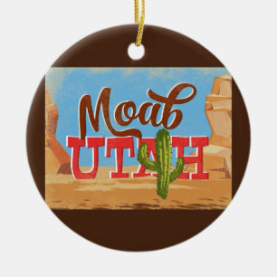 Moab Utah Cartoon Desert Vintage Travel Ceramic Ornament