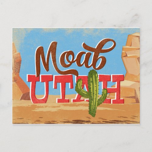Moab Utah Cartoon Desert Vintage Travel Postcard