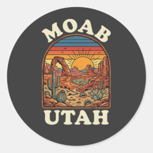 Moab Utah Desert Sunset Retro Southwest Travel Classic Round Sticker