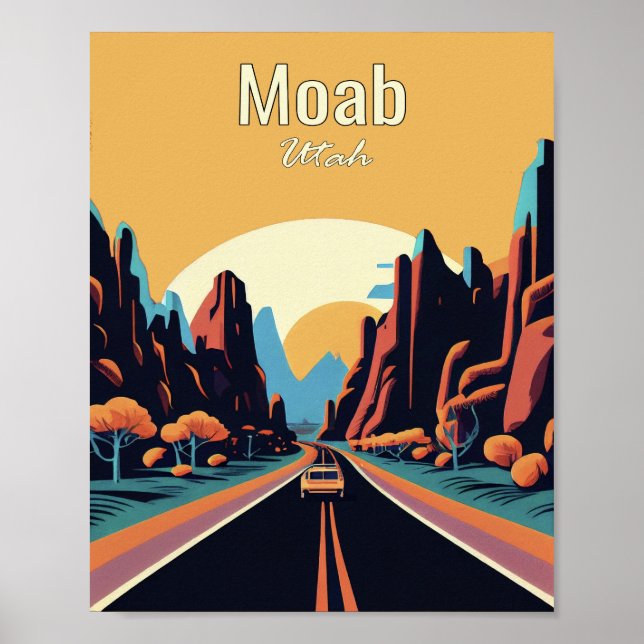 Moab Utah minimalist Vintage Art Poster (Front)