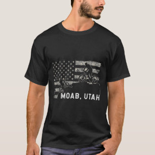 Moab Utah Mountain Biking Patriotic Usa Flag  T-Shirt