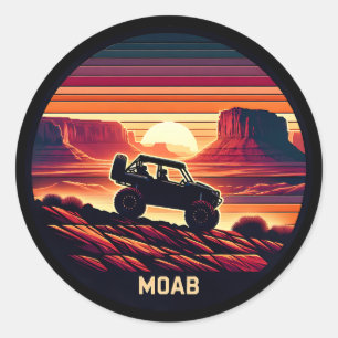 Moab Utah UTV Sunset Red Rocks Classic Round Sticker