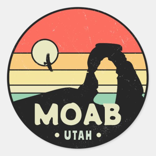 Moab Utah Vintage Desert Sunset Retro Souvenir 60s Classic Round Sticker