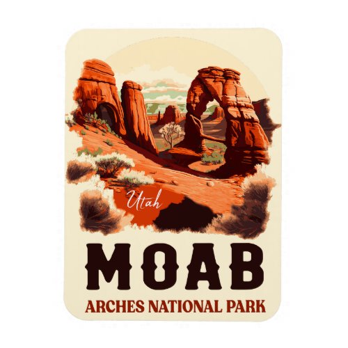 Moab Utah Vintage Sunset Arches Adventure Outdoor Magnet