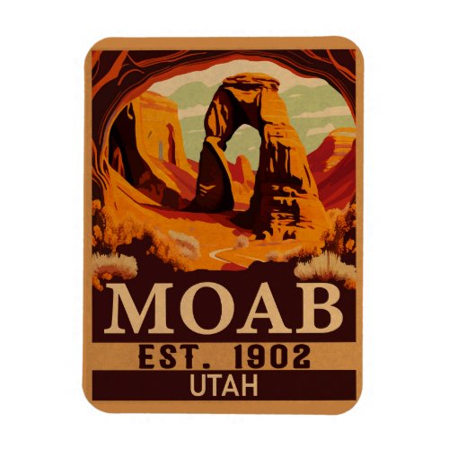 Moab Utah Vintage Sunset Arches Adventure Outdoor Magnet