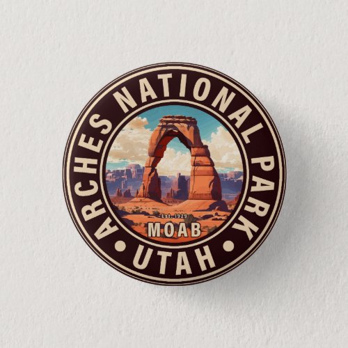 Moab Utah Vintage Sunset Arches Adventure Outdoors Button