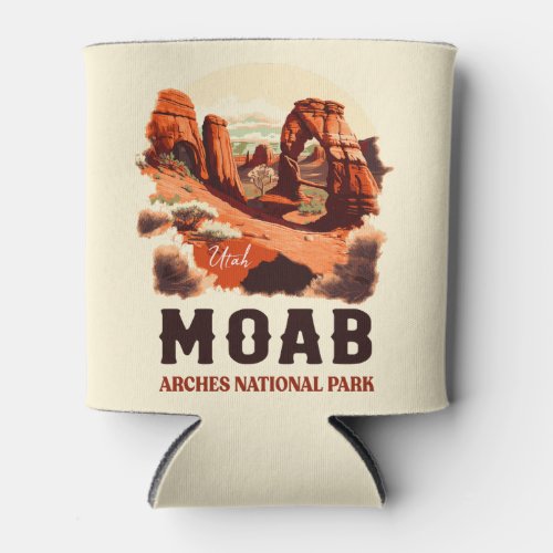 Moab Utah Vintage Sunset Arches Adventure Outdoors Can Cooler