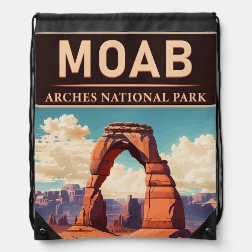 Moab Utah Vintage Sunset Arches Adventure Outdoors Drawstring Bag