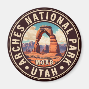 Moab Utah Vintage Sunset Arches Adventure Outdoors Magnet