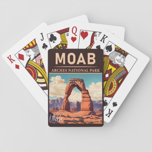 Moab Utah Vintage Sunset Arches Adventure Outdoors Poker Cards