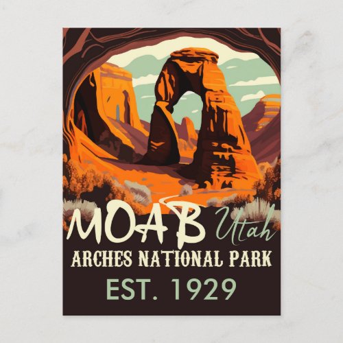 Moab Utah Vintage Sunset Arches Adventure Outdoors Postcard