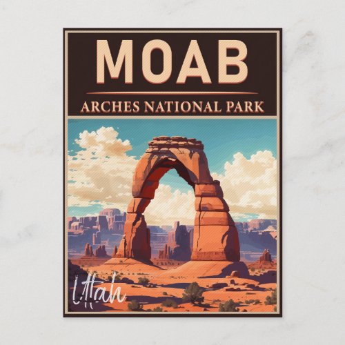 Moab Utah Vintage Sunset Arches Adventure Outdoors Postcard
