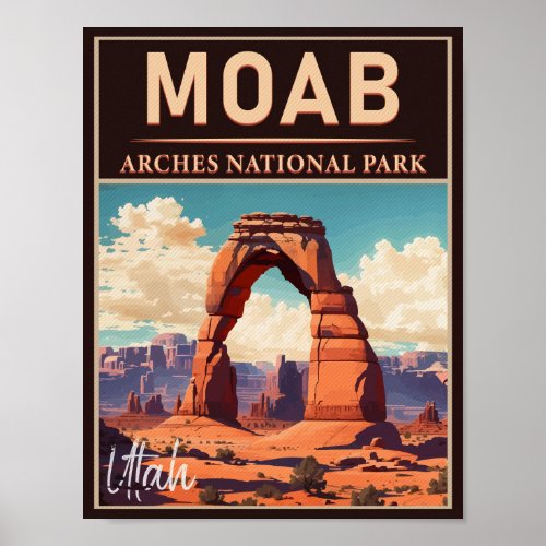 Moab Utah Vintage Sunset Arches Adventure Outdoors Poster