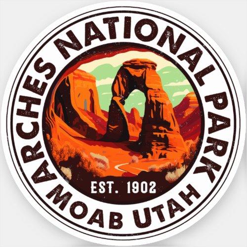Moab Utah Vintage Sunset Arches Adventure Outdoors Sticker