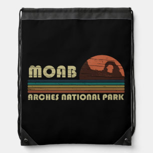 Moab Utah vintage sunset Arches national park Drawstring Bag