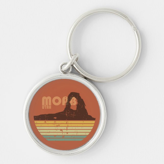 Moab Utah vintage sunset Arches national park Keychain (Front)