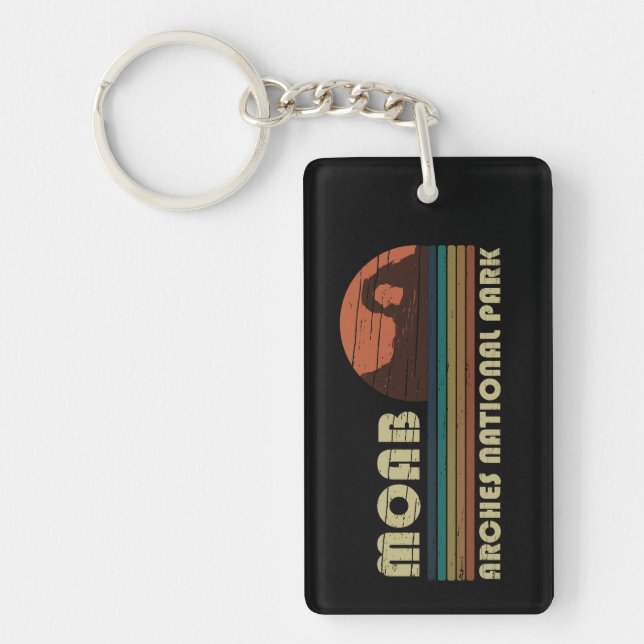 Moab Utah vintage sunset Arches national park Keychain (Front)