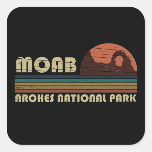 Moab Utah vintage sunset Arches national park Square Sticker