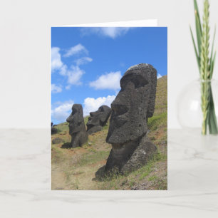 Moai on Easter Island Holiday Card