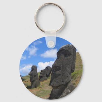 Moai On Easter Island Keychain by Argos_Photography at Zazzle